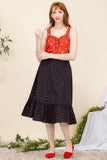 Cherry Print Skirt - Navy -