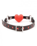 Plesur Heart Ball Gag With Red Hearts - Black