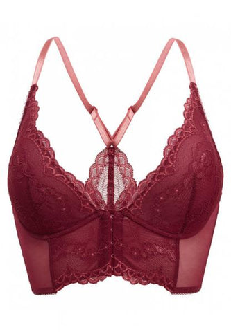 Superboost Lace Deep V Bralet - Cranberry/Raspberry Sorbet -