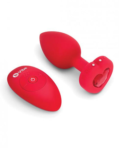 B-Vibe Vibrating Heart Plug Red - Medium/Large