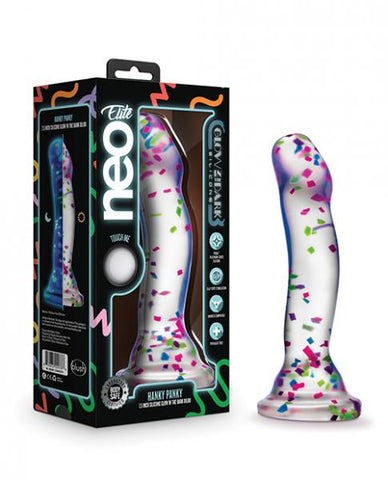 Blush Neo Elite Hanky Panky 7" Confetti Dildo - Glow in the Dark