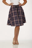 Long Plaid Skirt with Pockets - Purple -