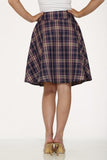 Long Plaid Skirt with Pockets - Purple -