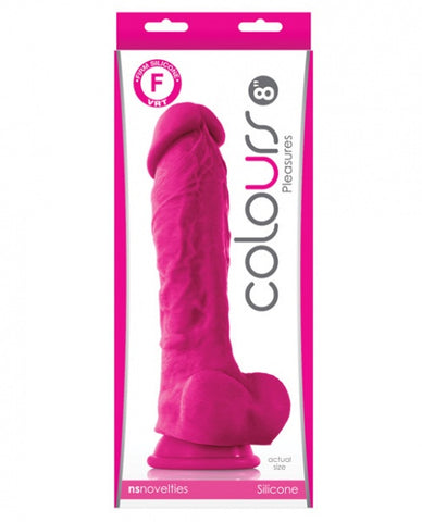 Colours Pleasures Silicone 8" Dildo w/Suction Cup - Electric Pink