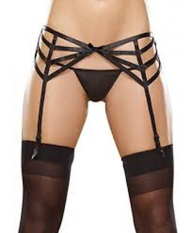 Chevron Strappy Garter Belt - Black - One Size