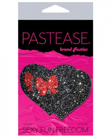 Pastease Glitter Heart w/Bow - Black O/S