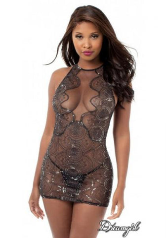 Nude/Silver - Sequin Emboidery Chemise -