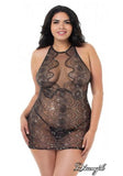 Nude/Silver - Sequin Embroidery Chemise - Size