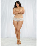 Heart Stretch Lace Crotchless Panty - White -