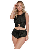 Gold Shimmer Two Piece Jersey PJ Set - Black -