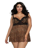 Cheetah Print Stretch Mesh Babydoll - Size