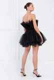 Off the Shoulder Mini Tutu Dress - Black -