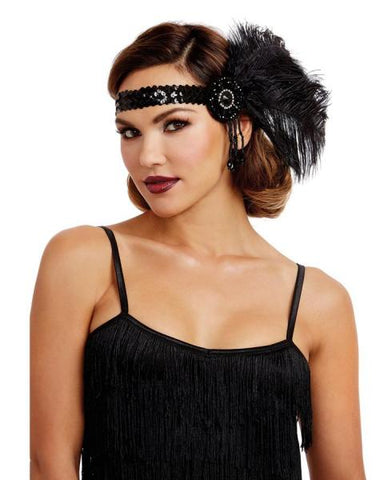 Flapper Headpiece - Black - One Size