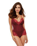 Stretch Velvet and Eyelash Lace Teddy - Rouge -