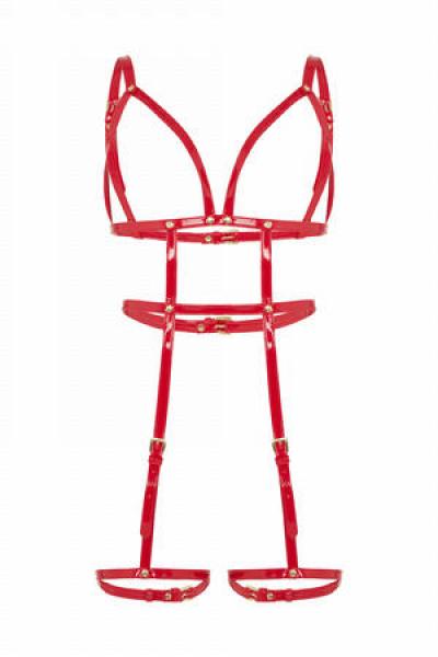 Open Harness Bra with Leg Cuffs - Red - – BB Store