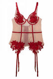 Brooke Applique Basque - Red/Nude -