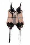 Brooke Applique Basque - Black/Nude -