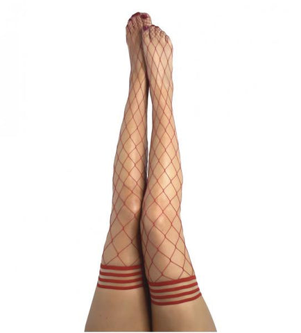 Claudia Large Fishnet Thigh High - Red -