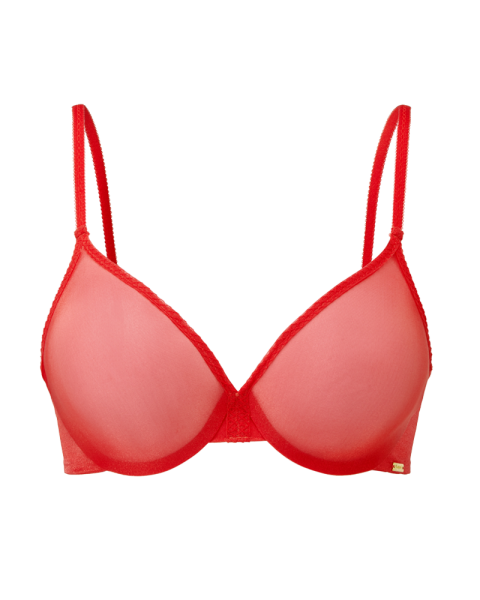 Glossies Sheer Moulded Bra - Chilli Red - – BB Store