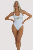 Hustler Logo Swimsuit - White -