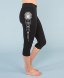 Celestial Sun & Moon Organic Cropped Leggings - Black -