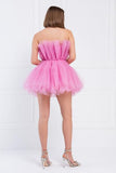 Off the Shoulder Mini Tutu Dress - New Pink -