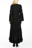 Long Sleeve Maxi Dress with Ruffle Hem - Black -