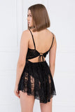 Spaghetti Strap Lace Dress - Black -