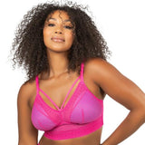 Mia Dot Wire-Free Longline Bralette - Bright Pink -