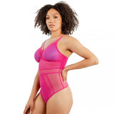 Mia Dot Wire-free Bodysuit - Bright Pink -