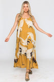 Cranes of Heaven Maxi Dress - Mustard