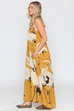 Cranes of Heaven Maxi Dress - Mustard