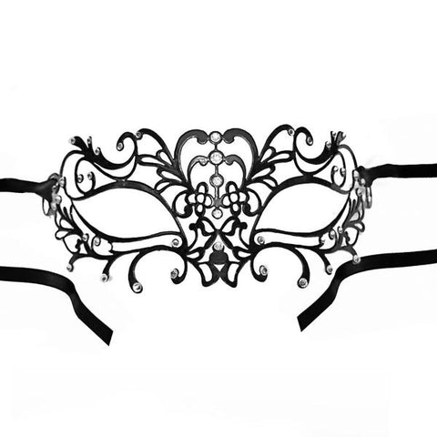 Vivien Venetian Mask with Swarovski Rhinestones - Black