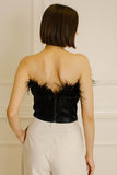 Monochromatic Feather Corset Top - Black -