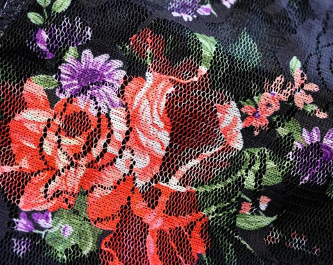 Floral Printed Lace Garter Belt By Kilo Brava - XL + XXL