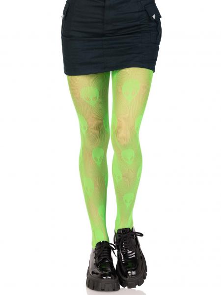 Neon Green Fishnet Thigh Highs One Size 